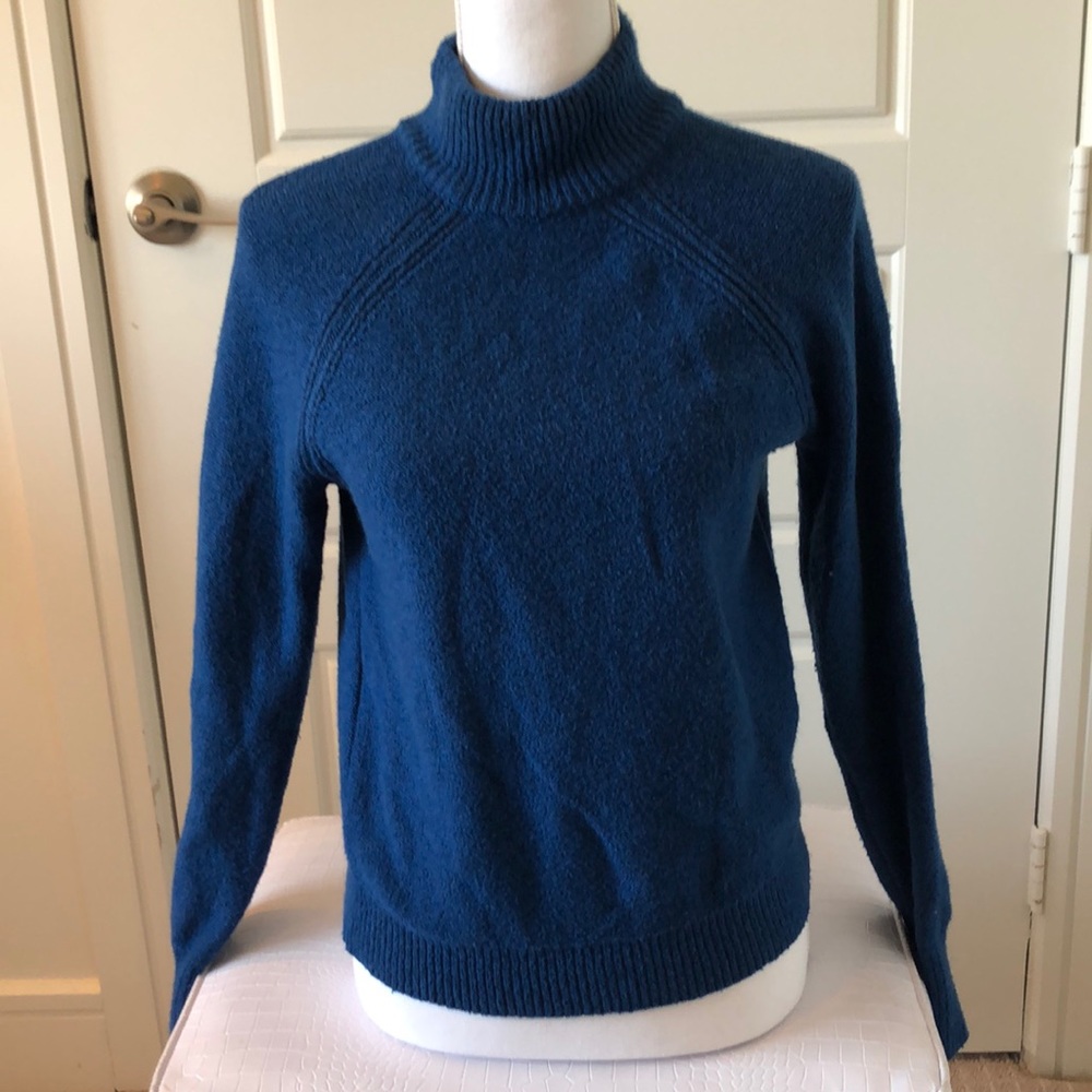 Blue Turtleneck Knit Sweater